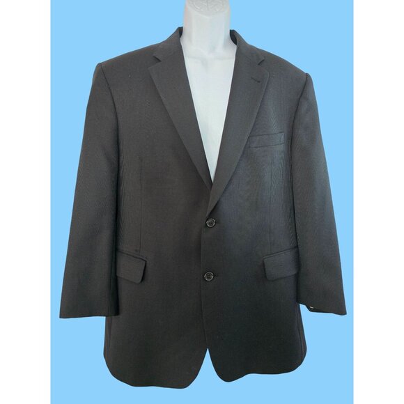 Jos A. Bank Size 44R Black with Gray Pinstripes 2 Button 90% Wool Blazer Jacket - Picture 1 of 8